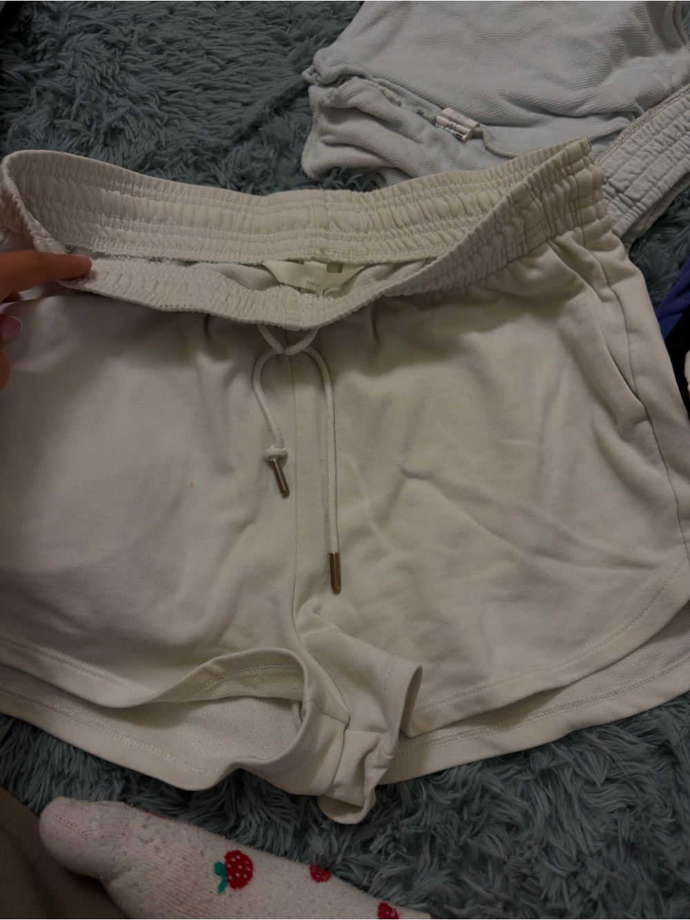 H&M Cream Drawstring Athletic Lounge Shorts